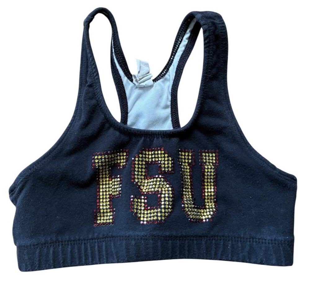 Florida State University FSU Noles Rhinestone Sports Bra Crop Top Sz S